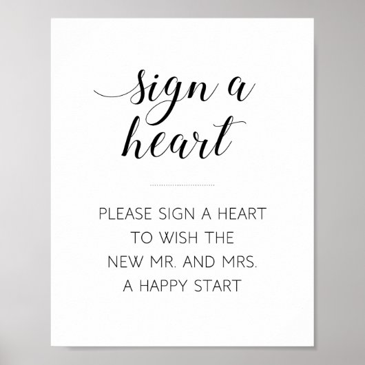 Elegant Hart Huwelijk Bord Poster (Voorkant)