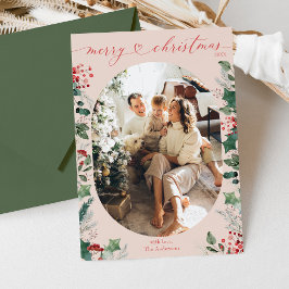 Elegant hart kalligrafie pastel vrolijk kerstfeest feestdagenkaart