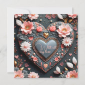 Elegant Hart met Bloemen Gouden Accenten & Parels Kaart (Voorkant)