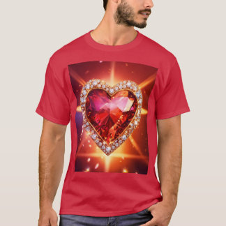 Elegant Hart met Diamanten Abstract Kunst T-Shirt