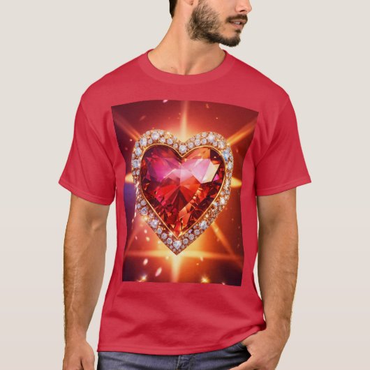 Elegant Hart met Diamanten Abstract Kunst T-Shirt (Voorkant)