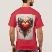 Elegant Hart met Diamanten Abstract Kunst T-Shirt (Achterkant)
