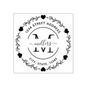 Elegant hart Monogram Krans Retouradres Rubberstempel (Afrduk)