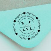 Elegant hart Monogram Krans Retouradres Rubberstempel