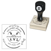 Elegant hart Monogram Retour Adres Rubberstempel (Gestempeld)