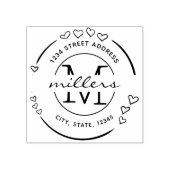Elegant hart Monogram Retour Adres Rubberstempel (Afrduk)