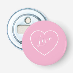Elegant Hart op Roze Flesopener Button Flesopener