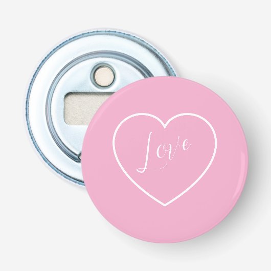Elegant Hart op Roze Flesopener Button Flesopener (Voorkant)
