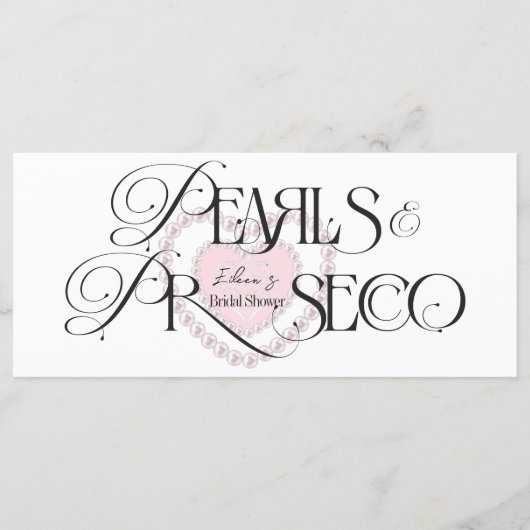 Elegant Hart Parels Prosecco Bubble Vrijgezellenfe Menu (Achterkant)