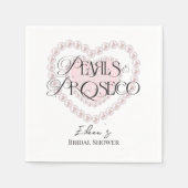 Elegant Hart Parels Prosecco Bubble Vrijgezellenfe Servet (Voorkant)