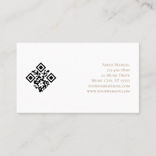 Elegant hart QR Code Viool Leraar Violinist Visitekaartje (Achterkant)