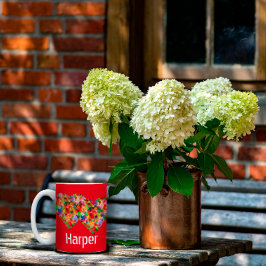 Elegant hart rode Mok met tweetone koffie