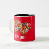 Elegant hart rode Mok met tweetone koffie (Voorkant links)