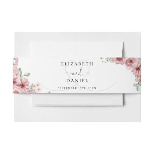 Elegant hart Rozen bloemenbruiloft Uitnodigingen Wikkel (Voorkant Voorbeeld)