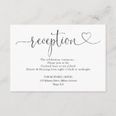 Elegant Hart Script Bruiloft Receptie Informatiekaartje (Voorkant)