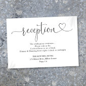Elegant Hart Script Bruiloft Receptie Informatiekaartje
