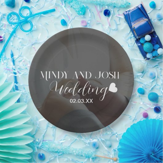 Elegant Hart Script Foto Papieren Bordje (Feest)