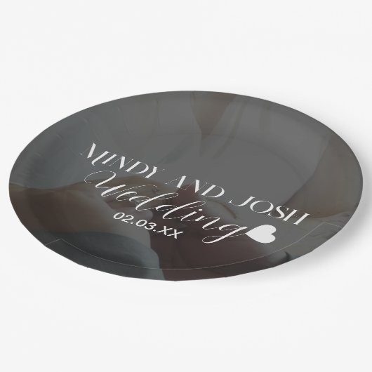 Elegant Hart Script Foto Papieren Bordje (Gekanteld)