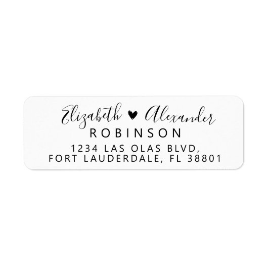 Elegant Hart Script Trouwretouradreslabel Etiket (Voorkant)
