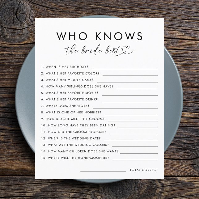 Elegant hart script Wie weet de bruid beste spel (Creator heeft geüpload)