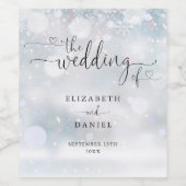 Elegant Hart Script Winter Bruiloft Wijn Etiket (Enkel label)