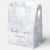 Elegant Hart Script Winter Sneeuwvlokken Bruiloft Bedankdoosjes (Geopend)