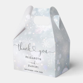 Elegant Hart Script Winter Sneeuwvlokken Bruiloft Bedankdoosjes