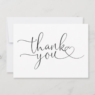 Elegant hart script zwart-wit bedankkaart