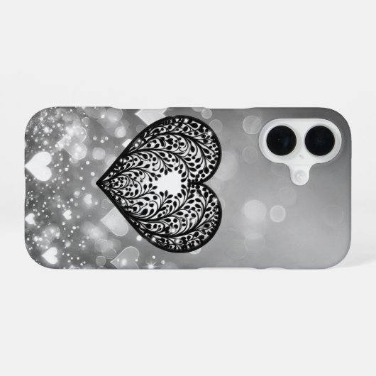 Elegant hart silhouet iPhone 16 hoesje (Achterkant horizontaal)