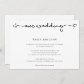 Elegant Hart Swash Script Zwart Tekst Bruiloft Kaart (Voorkant / Achterkant)