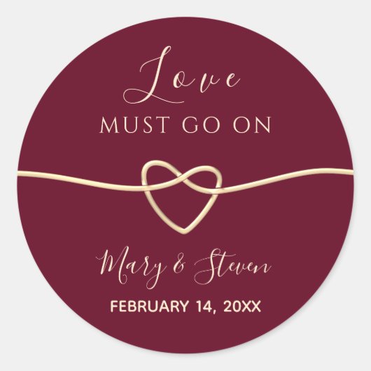 Elegant Hart Trouwgeschenk Ronde Sticker (Voorkant)