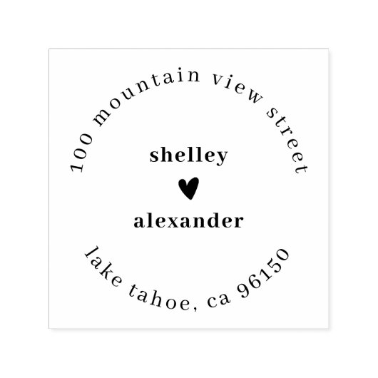 Elegant hart twee namen retouradres zelf-inkt  zelfinktende stempel (Design)