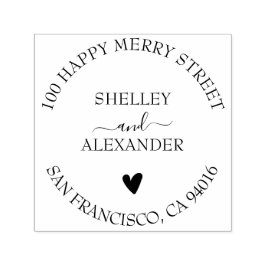 Elegant hart twee namen retouradres  zelfinktende stempel