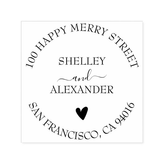 Elegant hart twee namen retouradres  zelfinktende stempel (Design)