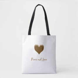 Elegant hart van goud, Gepersonaliseerd boodschap Tote Bag