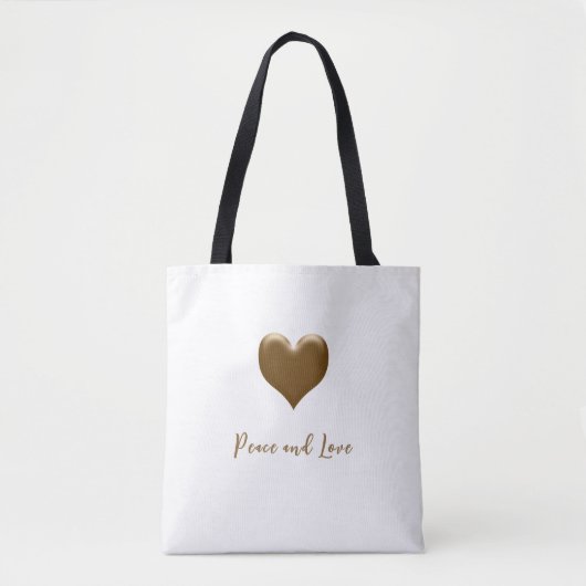 Elegant hart van goud, Gepersonaliseerd boodschap Tote Bag (Voorkant)