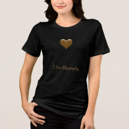 Elegant hart van goud, Gepersonaliseerd boodschap Tri-Blend Shirt