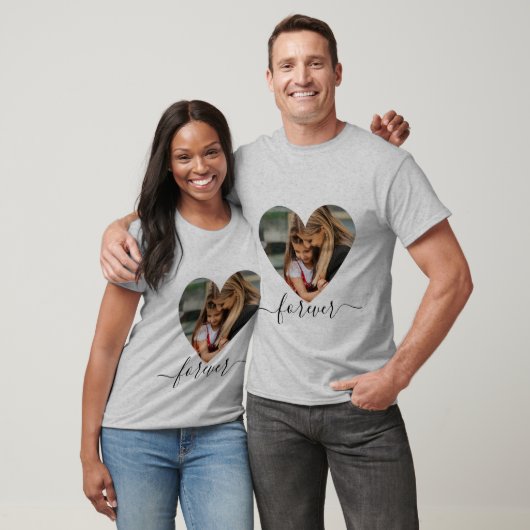 Elegant hart voor liefde, aangepaste foto's en tek t-shirt (Unisex)