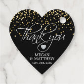 Elegant hart wit zwart & goud bruiloft dank u bedankjes labels (Achterkant)