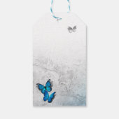 Elegant Hartelijk dank, Silver en Blue Butterfly Cadeaulabel (Achterkant)