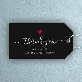 Elegant Hartelijk dank U moderne Script Red Heart  Cadeaulabel