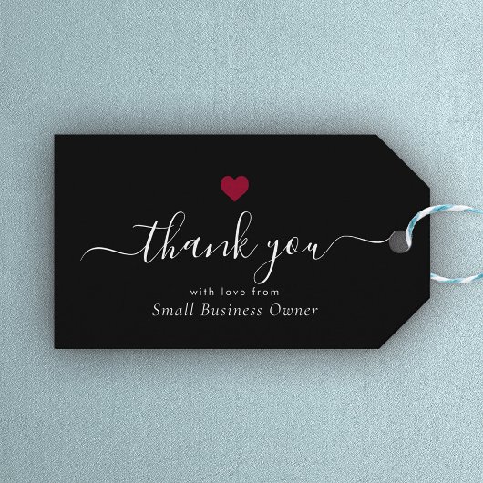 Elegant Hartelijk dank U moderne Script Red Heart  Cadeaulabel