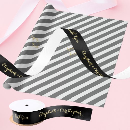 Elegant Hartelijk dank voor de zwarte gouden bruil Satijnen Lint