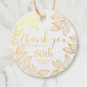 Elegant Hartelijk dank voor Gold Typography Leafy  Bedankjes Labels (Voorkant)