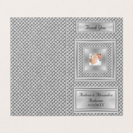 Elegant Hartelijk dank voor uw bruiloft Foto Silve Kaart (Buitenkant ongevouwen)