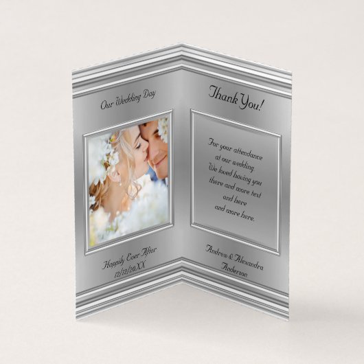 Elegant Hartelijk dank voor uw bruiloft Foto Silve Kaart (Binnen)