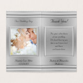 Elegant Hartelijk dank voor uw bruiloft Foto Silve Kaart (Binnenkant ongevouwen)