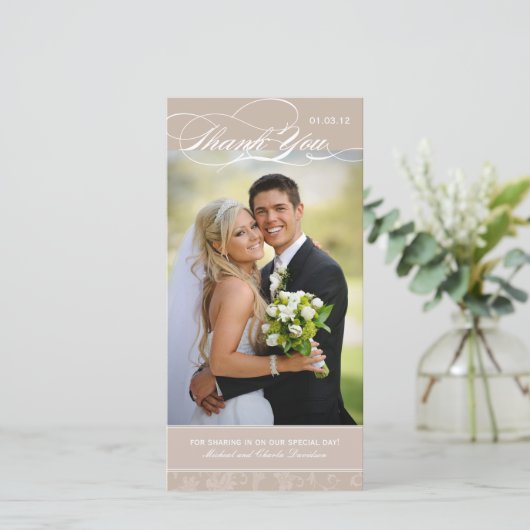 Elegant Hartelijk dank voor uw fotokaart (4x8) Bedankkaart (Staand voorkant)