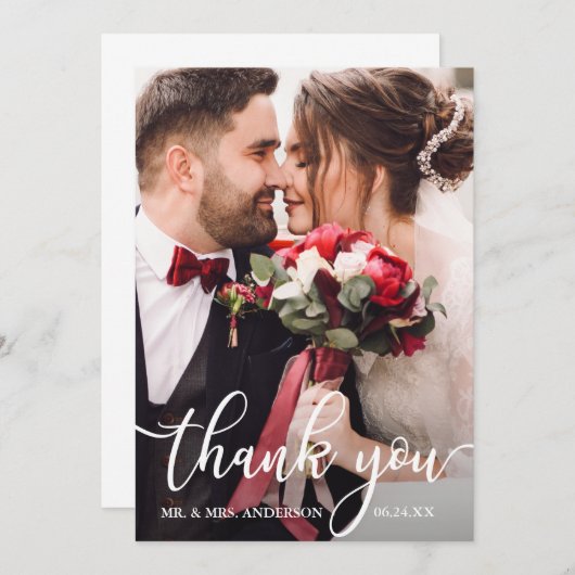 Elegant Hartelijk dank voor uw witte ritkaartje vo Bedankkaart (Voorkant / Achterkant)