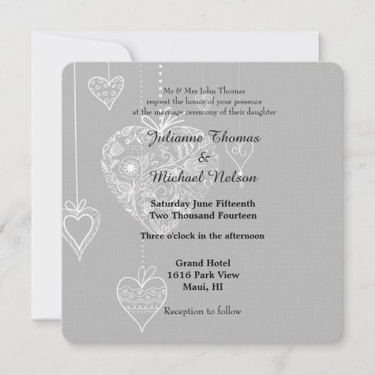 Elegant harten bruiloft kaart (Voorkant)